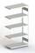 Metallregal mit fünf verstellbaren Regalböden, geeignet zur Lagerung. Stabiler Rahmen mit weißer Beschichtung, gebrauchsfertig.