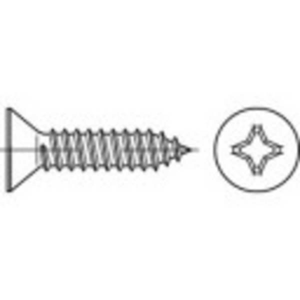TOOLCRAFT 145249  Senkblechschrauben 4.8 mm 22 mm Kreuzschlitz Phillips DIN 7982   Stahl galvanisch verzinkt 100 St.