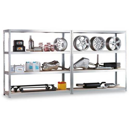 META Regalbau 93152 Weitspannregal-Komplettregal (B x H x T) 4004 x 1970 x 435 mm Stahl verzinkt Verzinkt Holzboden