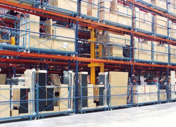 META Regalbau 80363 Weitspannregal-Grundmodul (B x H x T) 1470 x 2700 x 800 mm Stahl verzinkt, pulverbeschichtet Rot, Or...