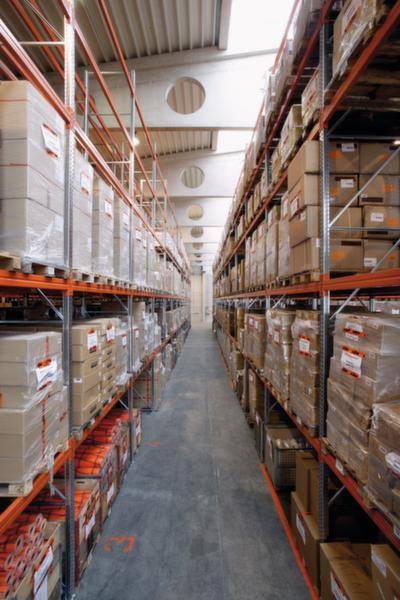 META Regalbau 93223 Palettenregal-Grundmodul (B x H x T) 2870 x 2700 x 1100 mm Stahl verzinkt, pulverbeschichtet Rot, Or...