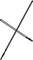 Zwei gekreuzte schwarze Linien oder Stangen, die an den Enden verdickt sind, auf weißem Hintergrund.
