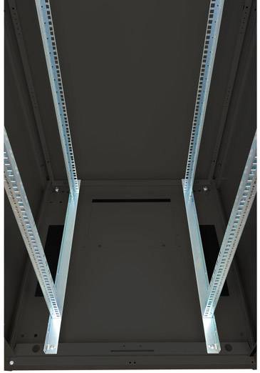 Rack-Schrank mit blauer LED-Beleuchtung; zeigt vertikale Streben zur Aufnahme von Servern oder Technikkomponenten.