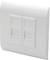 Ein weißer, rechteckiger Doppelschalter an einer Wand. Der Schalter hat zwei Wippen, die zur Steuerung von Lichtern dienen.