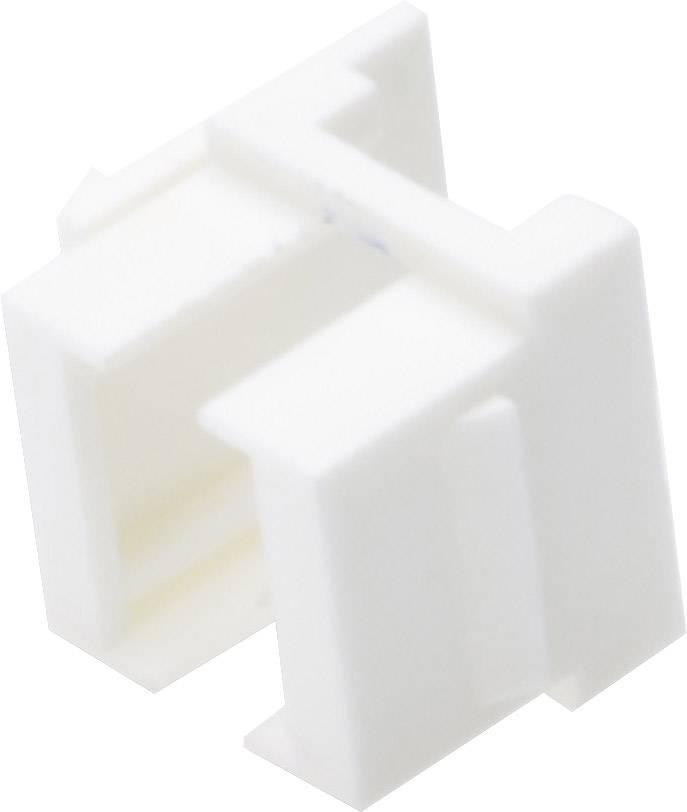 Weißes Kunststoff-Steckteil mit rechteckigen Aussparungen.