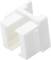Weißes Kunststoff-Steckteil mit rechteckigen Aussparungen.