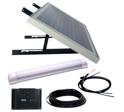 Phaesun - Solaranlage 30 Wp inkl. Anschlusskabel, inkl. Laderegler, mit LED Leuchte