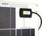 Ein Solarpanel mit der Aufschrift 'SunWare' auf einem daran befestigten Kabelmodul, zeigt Teile der Solarzellenstruktur.