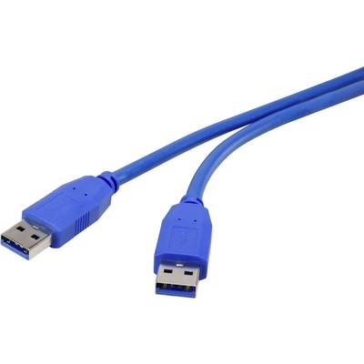 Renkforce USB-Kabel USB 3.2 Gen1 (USB 3.0 / USB 3.1 Gen1) USB-A Stecker, USB-A Stecker 1.80 m Blau vergoldete Steckkonta