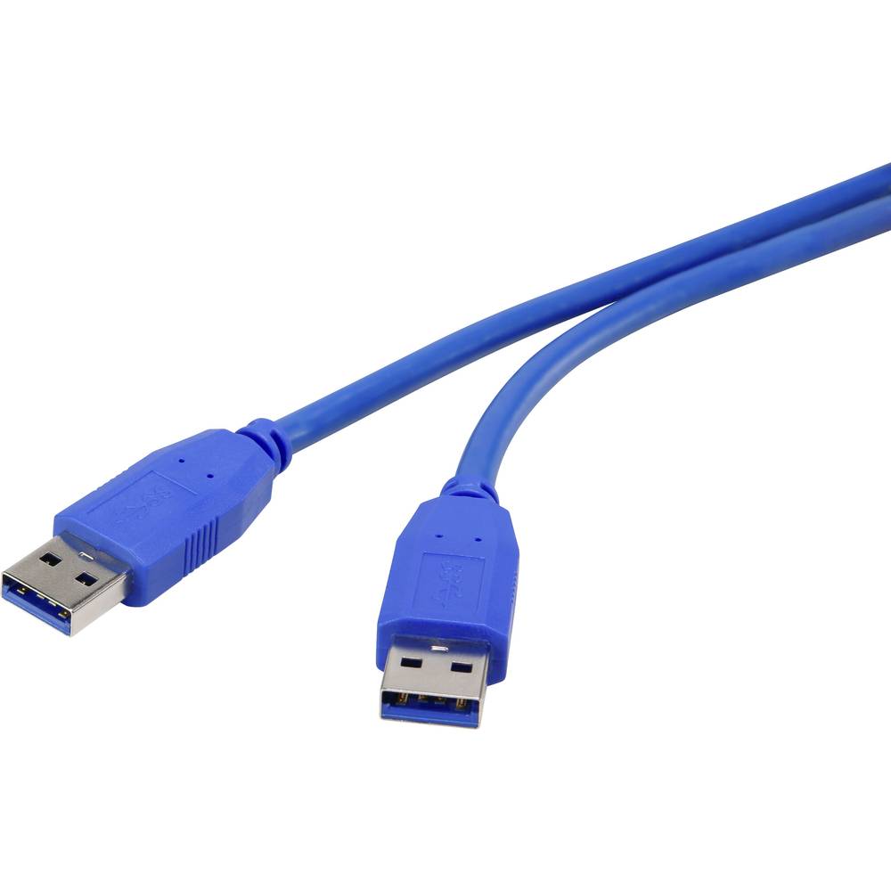 renkforce USB 3.0 Aansluitkabel [1x USB 3.0 stekker A 1x USB 3.0 stekker A] 0.50 m Blauw Vergulde st