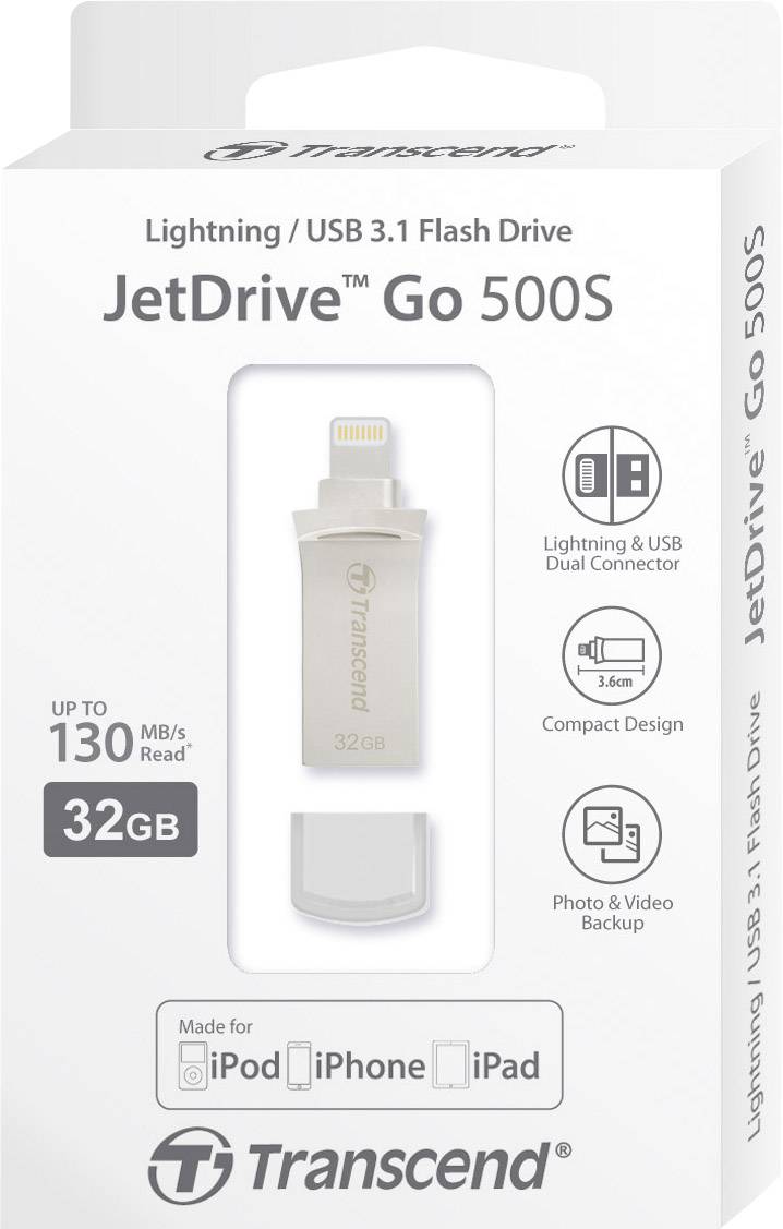 Transcend 32GB JetDrive Go 500 OTG Lightning + USB 3.1, Silber-4