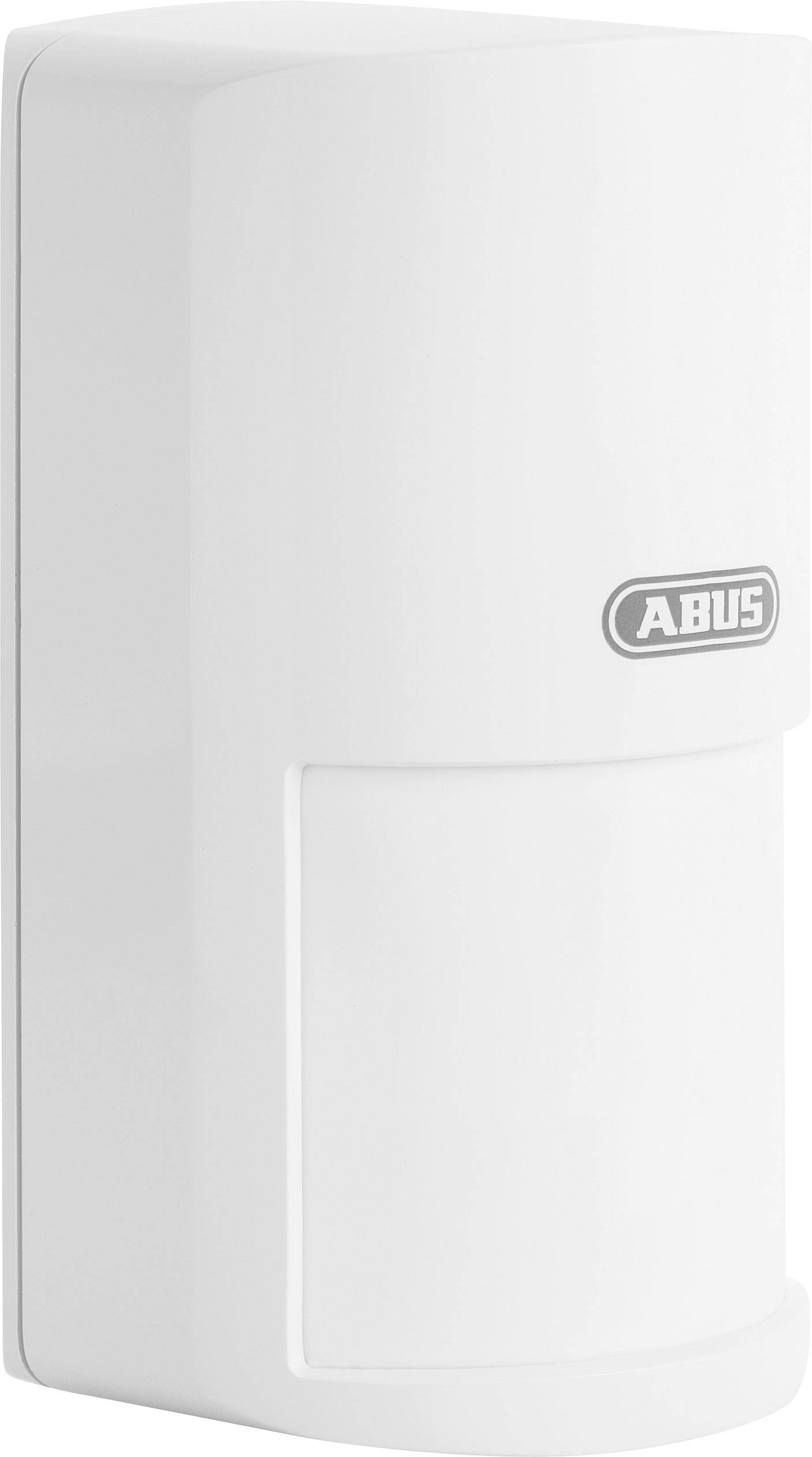 Ein weißer Bewegungsmelder von ABUS in rechteckiger Form, geeignet für die Wandmontage zur Erkennung von Bewegungen in Innenräumen.
