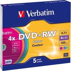 Image of Verbatim 43297 DVD+RW Rohling 4.7 GB 5 St. Slimcase Farbig