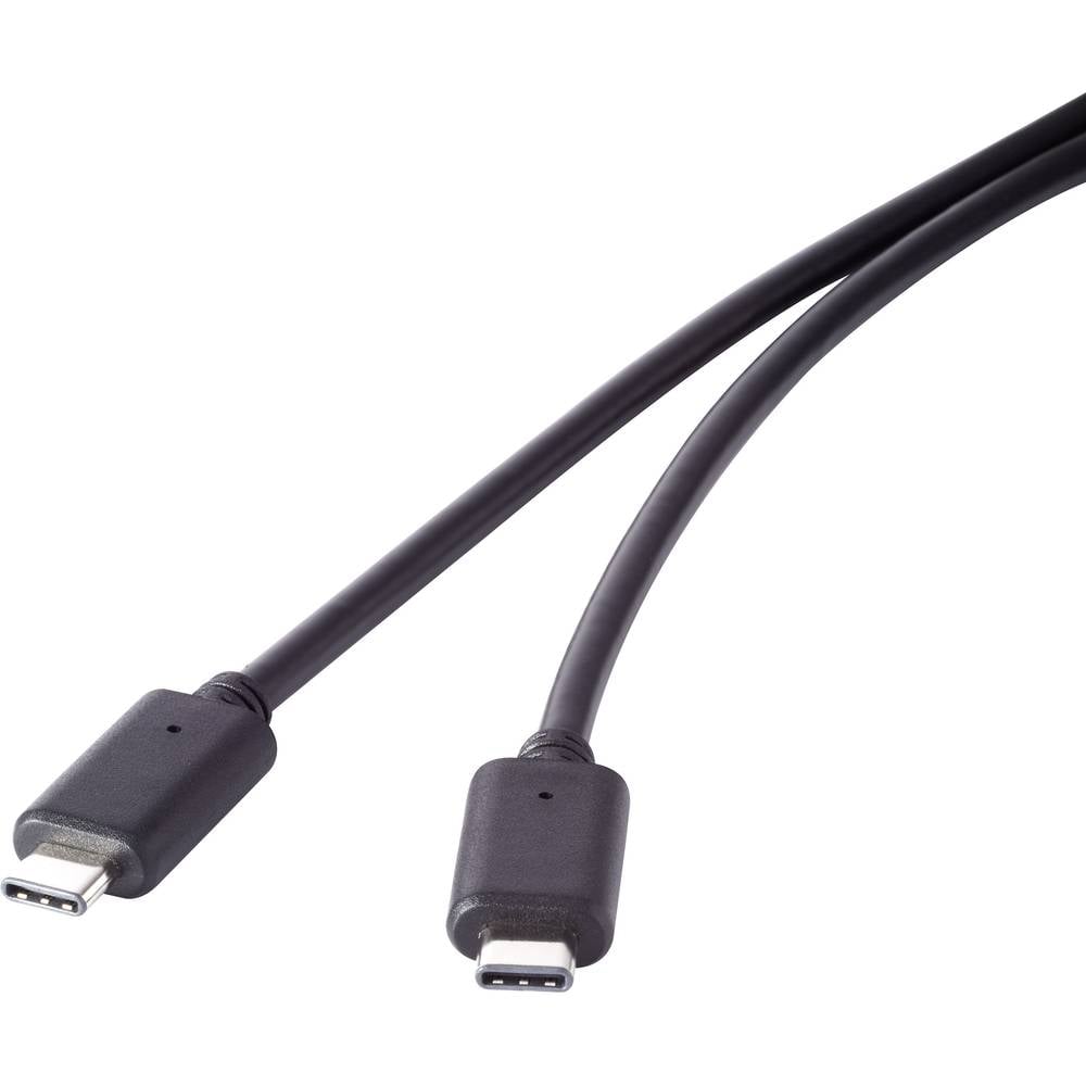 renkforce USB 3.1 Aansluitkabel [1x USB-C stekker 1x USB-C stekker] 0.50 m Zwart Vergulde steekconta