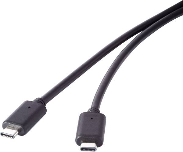 Renkforce USB-Kabel  USB 3.2 Gen2x2 USB-C® Stecker, USB-C® Stecker 0.50 m Schwarz vergoldete Steckkontakte RF-4381068