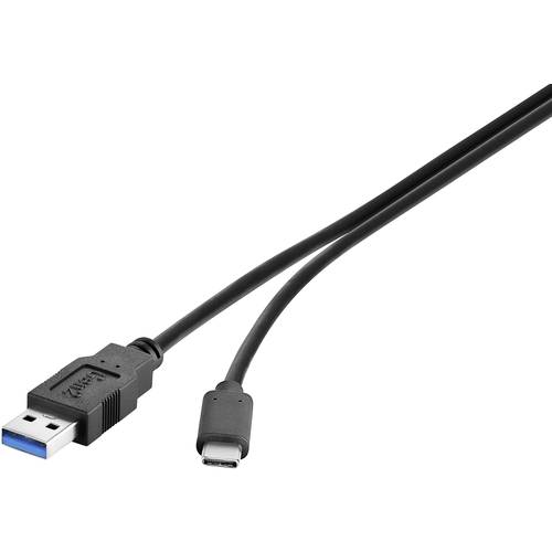 Renkforce USB-Kabel USB 3.2 Gen2 (USB 3.1 Gen2) USB-A Stecker, USB-C® Stecker 0.15 m Schwarz vergoldete Steckkontakte RF...