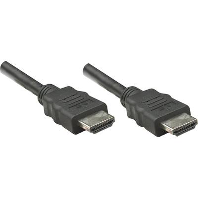 Manhattan HDMI Anschlusskabel HDMI-A Stecker, HDMI-A Stecker 1.00 m Schwarz 323192 Folienschirm, Geflechtschirm, HDMI-fä