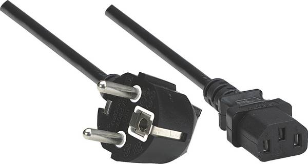 Manhattan Strom Anschlusskabel [1x Schutzkontakt-Stecker - 1x Kaltgeräte-Buchse C13] 1.80 m Schwarz