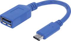Buchse für USB-A und Stecker für USB Typ C mit Kabel