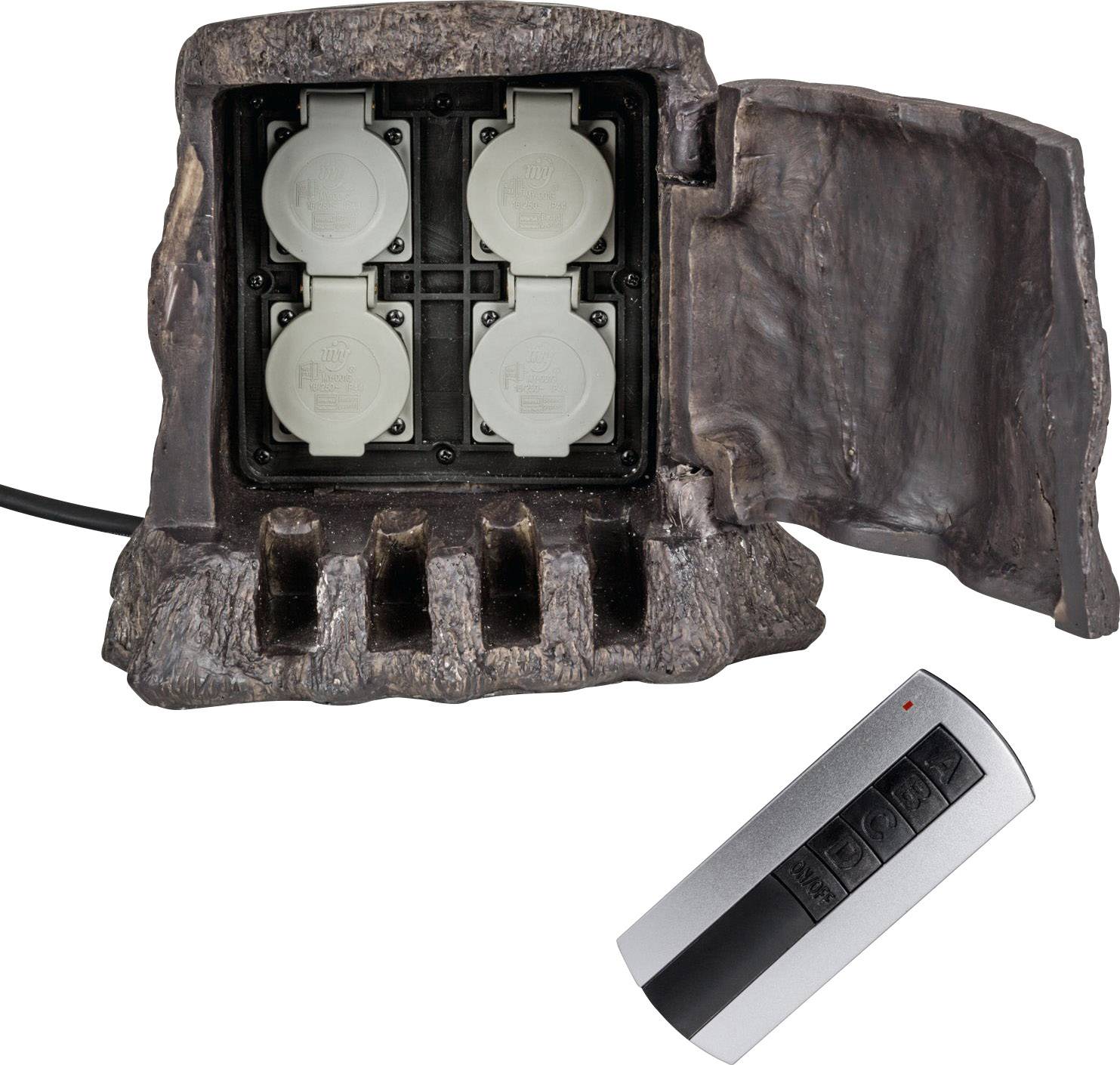 Heitronic 37501 Gartensteckdose 4fach Braun mit Fernbedienung kaufen