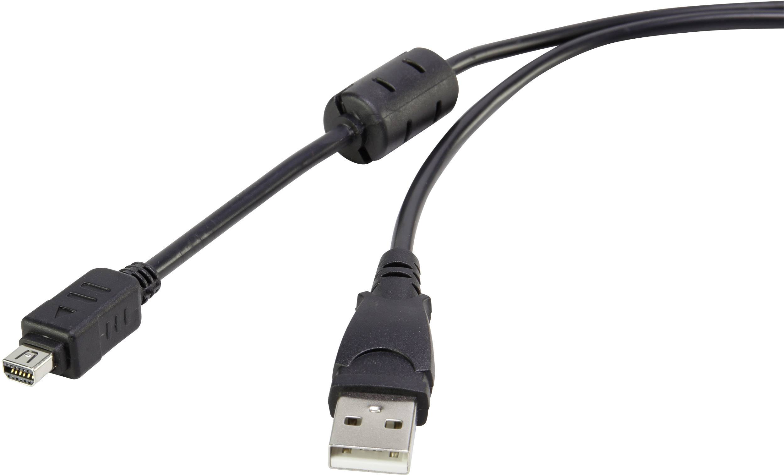 CONRAD Renkforce USB 2.0 Anschlusskabel [1x USB 2.0 Stecker A - 1x Olympus] 1.50 m Black mit Ferritk