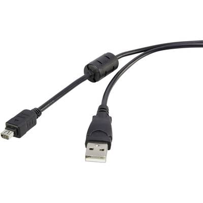 Renkforce USB-Kabel USB 2.0 USB-A Stecker, USB-Mini Stecker Olympus 1.50 m Schwarz mit Ferritkern, vergoldete Steckkonta