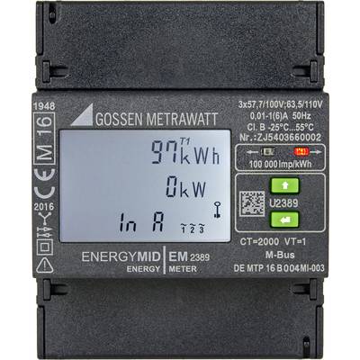 Energiezähler zeigt: '97 kWh' und '0 kW'. Oben links sind technische Spezifikationen. Knöpfe zur Bedienung und ein QR-Code rechts.