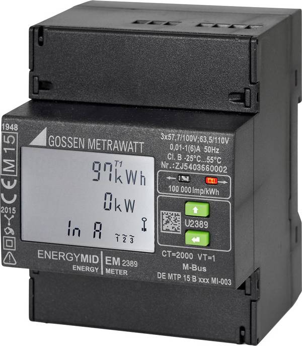Gossen Metrawatt U2389-V025 U2389-V025 Drehstromzähler mit Wandleranschluss  digital  MID-konform: Ja  1 St.