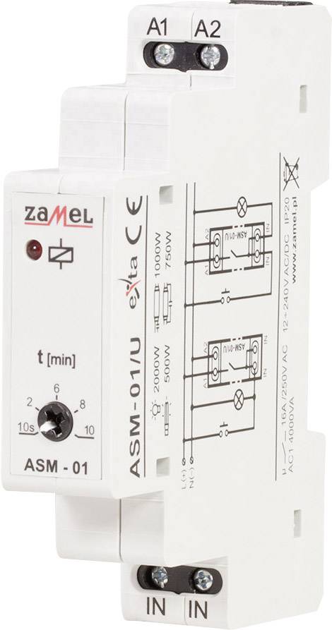 ZAMEL ASM-01/U Treppenlichtzeitschalter Hutschiene 12 V, 24 V, 230 V