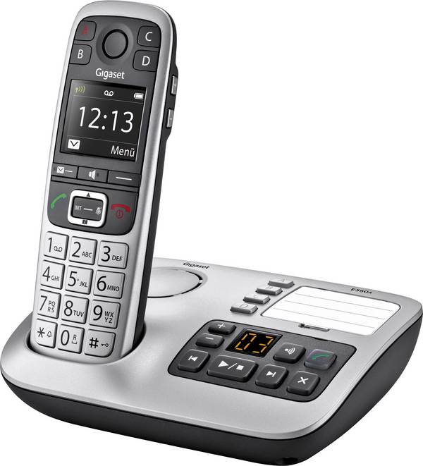 Gigaset E560A DECT/GAP Schnurloses Telefon analog  Anrufbeantworter, Freisprechen, Optische Anrufsignalisierung Platin