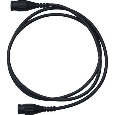 Ein schwarzes Kabel mit Steckern an beiden Enden, das für elektronische Verbindungen verwendet wird.