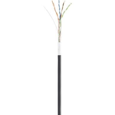 Abgebildet ist ein aufgeschnittenes Ethernet-Kabel, das vier Paar farbig gedrehte Kupferdrähte zeigt.