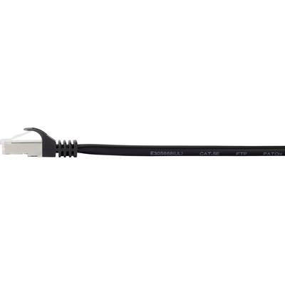 'Schwarzes Ethernet-Kabel mit RJ45-Stecker, geeignet für Netzwerkverbindungen, gekennzeichnet als Cat 5E FTP Patchkabel.'