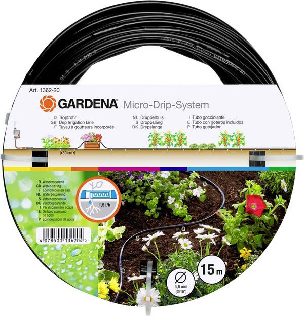 Gardena Micro-Drip-System - Tropfbewässerungsleitung - 15 m - geeignet für 4,6 mm (3/16"")