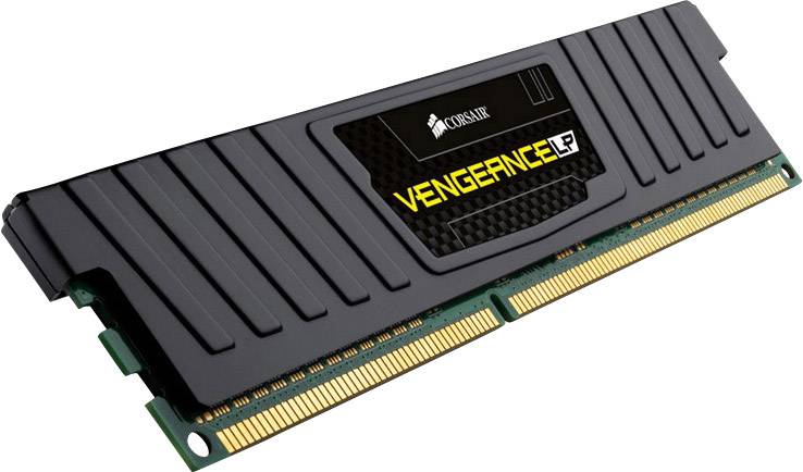 Ein Corsair Vengeance LP RAM-Modul in schwarz mit goldenen Kontakten. Es ist ein wichtiger Bestandteil für den Arbeitsspeicher eines Computers.