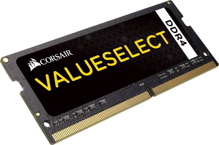 'Corsair ValueSelect DDR4' RAM-Modul mit schwarzer Platine und goldenen Kontakten, geeignet für Computer-Erweiterungen.