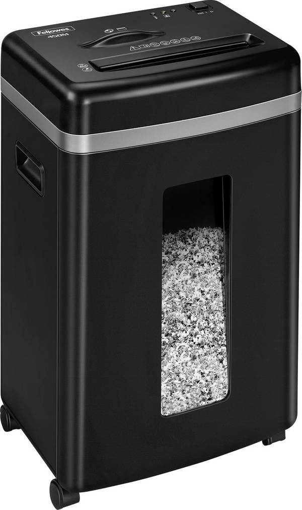 Fellowes Microshred™ 450M Aktenvernichter 9 Blatt Partikelschnitt 2 x 12 mm P-5 22 l Vernichtet auch Büroklammern, CDs, DVDs, Heftklammern, Kreditkarte