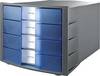 Schubladenbox Impuls 4 Schübe HxBxT 235x294x368mm transp.blau/grau