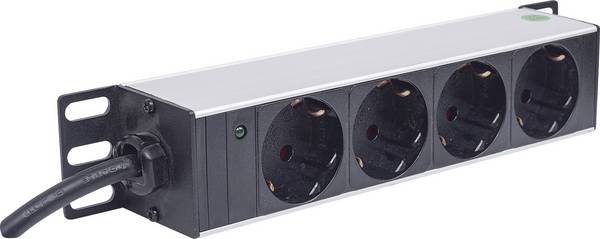 Intellinet 714020 10 Zoll Netzwerkschrank-Steckdosenleiste  inkl. 2 Metallhalterungen für 10" Schränke  Aluminium, Schwarz