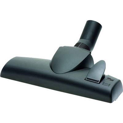 Eine schwarze Staubsaugerdüse mit rundem Anschluss und flachem, breiten Kopf. Sie ist für die Bodenreinigung konzipiert.