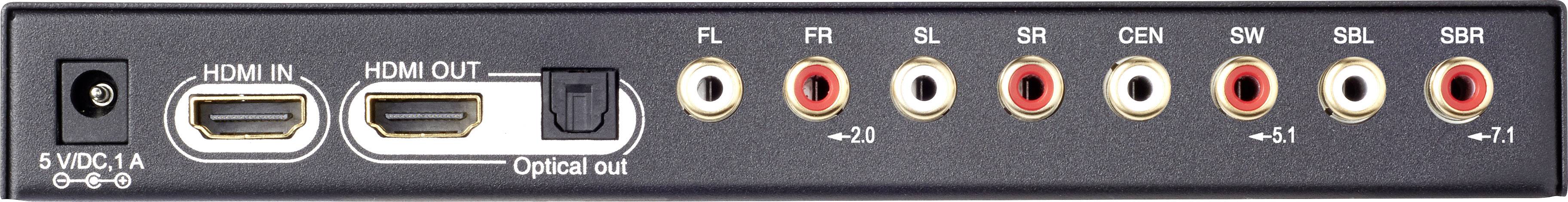 Audio Extraktor [HDMI - HDMI, Toslink, 8 Kanal Cinch] 1920 x 1080 Pixel SpeaKa Professional SP-AE-H/8K-2