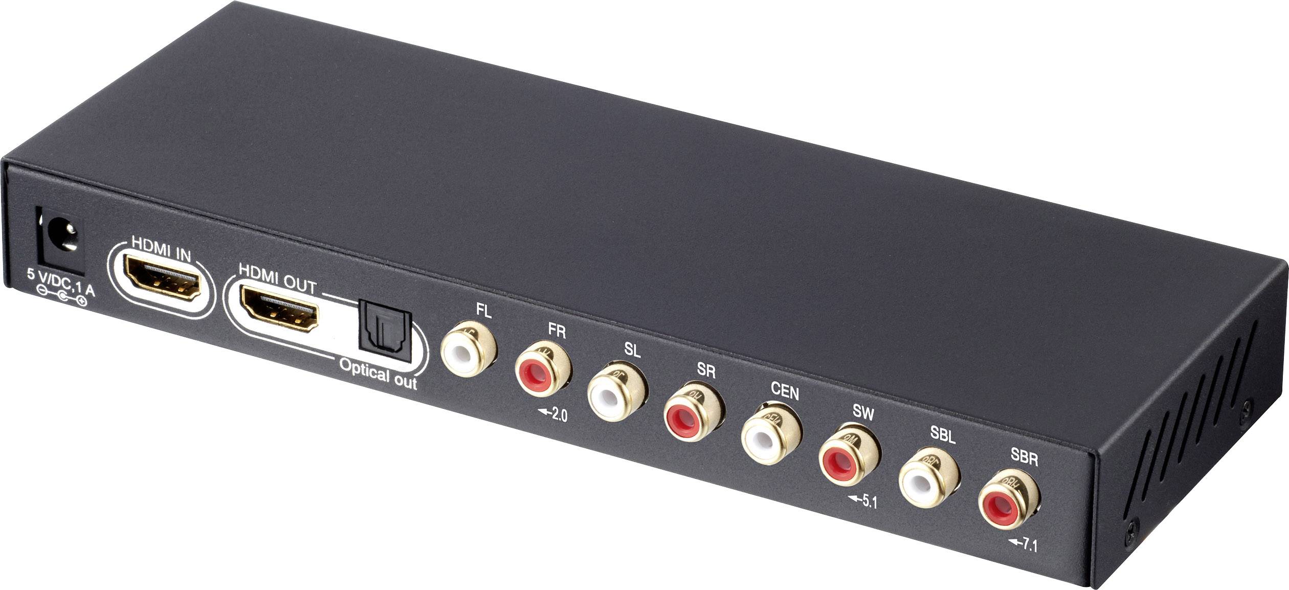 Audio Extraktor [HDMI - HDMI, Toslink, 8 Kanal Cinch] 1920 x 1080 Pixel SpeaKa Professional SP-AE-H/8K-0