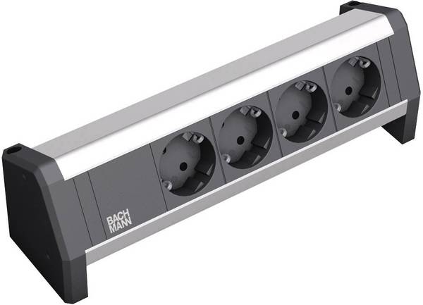 Bachmann 339.1000 Steckdosenleiste 4fach Schwarz, Aluminium Schutzkontakt 1 St.