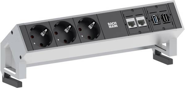 Bachmann 902.502 Steckdosenleiste 3fach Schwarz, Aluminium Wielandstecker 1 St.
