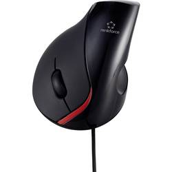 Optická ergonomická myš Renkforce ST-OPM890 RF-4406158, ergonomická, integrovaný scrollpad, čierna