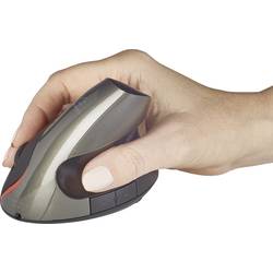 Ergonomická, lze znovu nabíjet bezdrátová myš optická Renkforce RF-4458408, černá, tmavě zelená