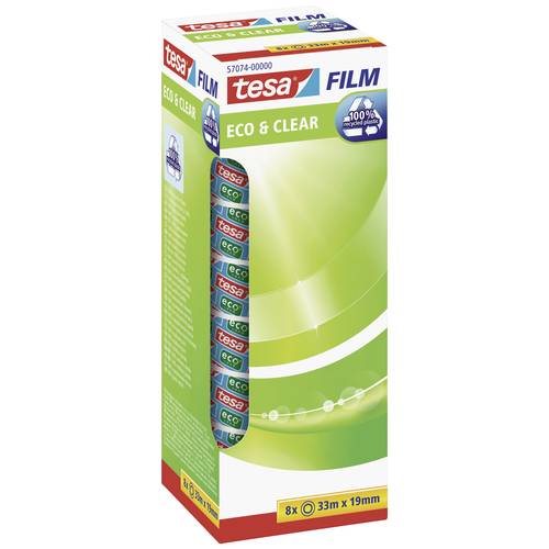 tesa 57074-00000-01 tesafilm Eco & Clear Transparent (L x B) 33 m x 19 mm 8 St.