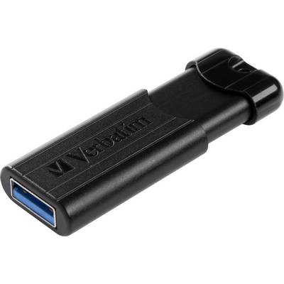 USB-Stick von Verbatim in Schwarz mit blauem Anschluss, ohne Kappe.