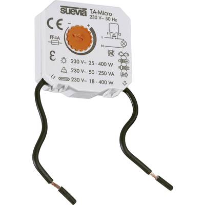 Regler mit Drehknopf, Aufschrift 'TA-Micro', 230 V-50 Hz, mit zwei schwarzen Kabeln. Steuerungsspannung 230 V, 25-400 W.