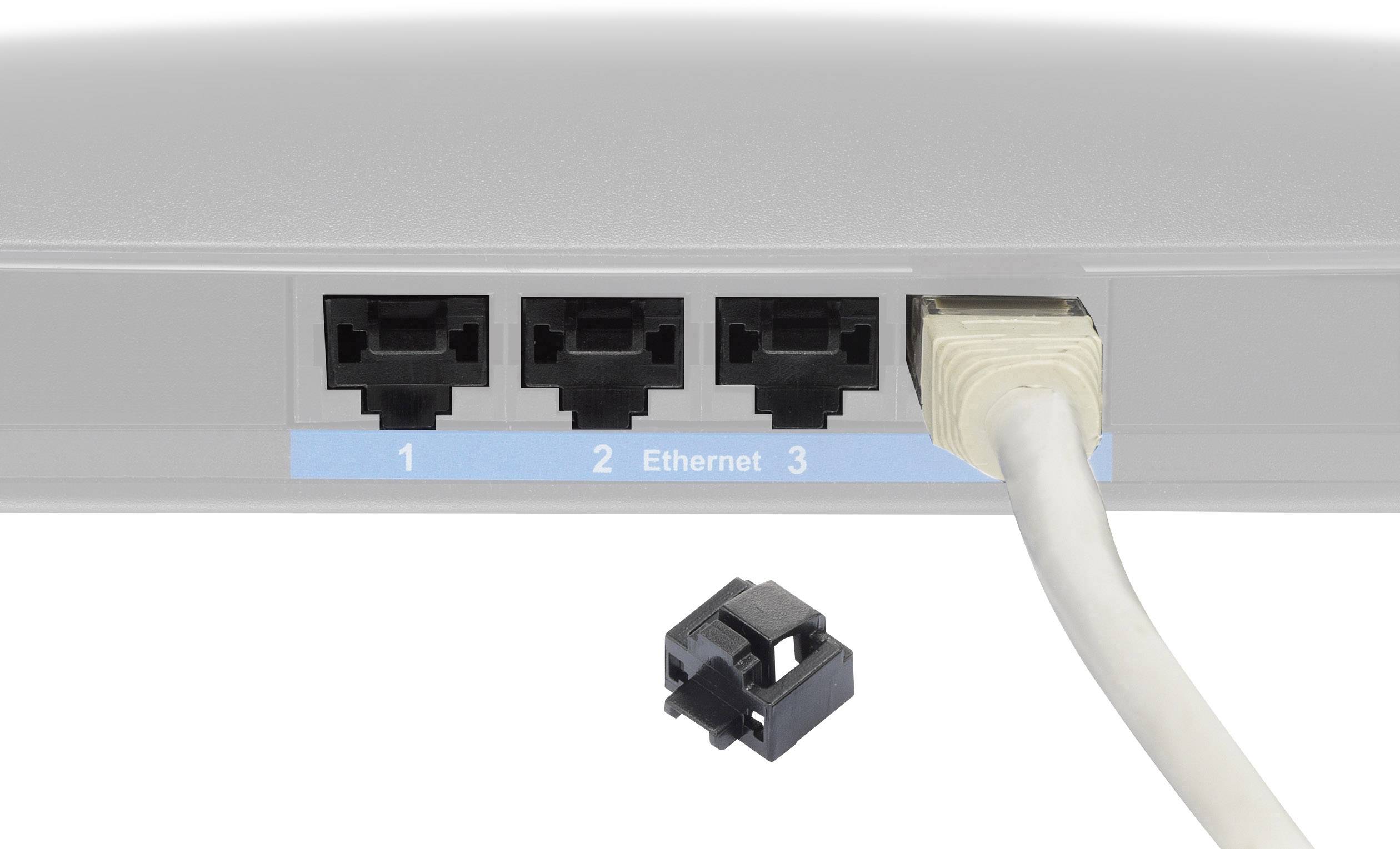 Renkforce RJ45 LAN Port Schloss rf-LANBlocker-01 10er Set Schwarz inkl. 1 Schlüssel RF-4463022-3